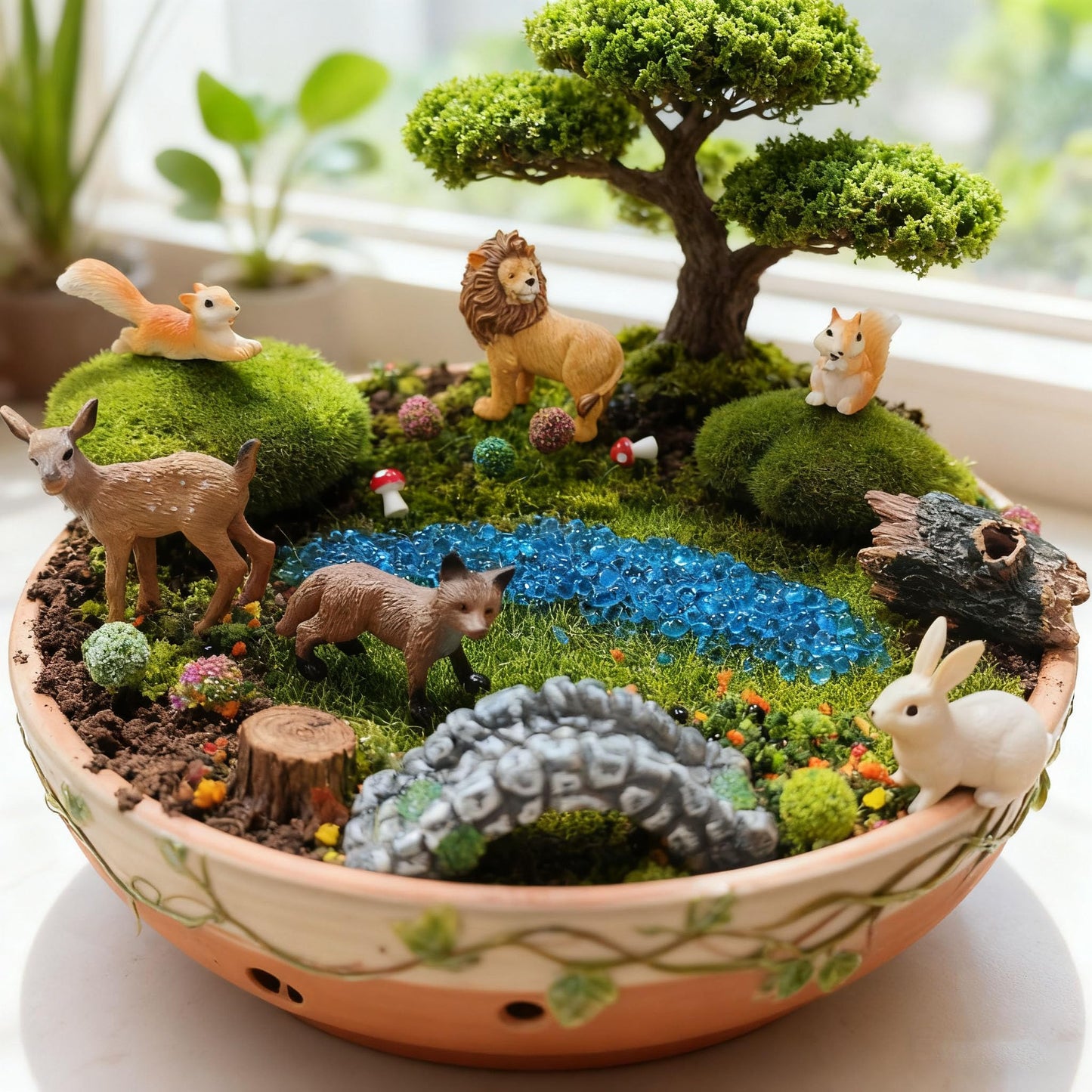 QuarenDen Fairy Garden Accessories, Decorative Sand, Grass, Moss Stick, Miniature Garden Figurines with Moss for DIY, Micro Landscape Decoration