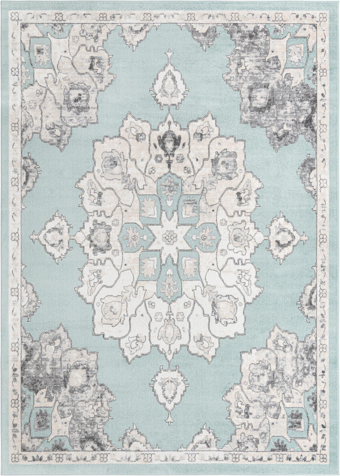 Unique Loom Parker Collection Area Rug - Kokulu (10' x 14' 1" Rectangle, Aqua/ Beige)