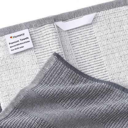 Homaxy Premium Kitchen Towels(18”x 28”, 6 Pack), Large Cotton Kitchen Hand Towels, Flat and Terry Dish Towels, 380 GSM Highly Absorbent Tea Towel Set with Hanging Loop, Grey