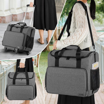 Trunab Rolling Scrapbook Tote Craft Organizers and Storage with Wheels, Craft Bag for 12 X 12 inch Scrapbook Album and Laptop, for Women