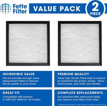 Fette Filter Replacement Filters Compatible with Holmes Filter E, Activated Carbon & Multi Layer, Pack of 2