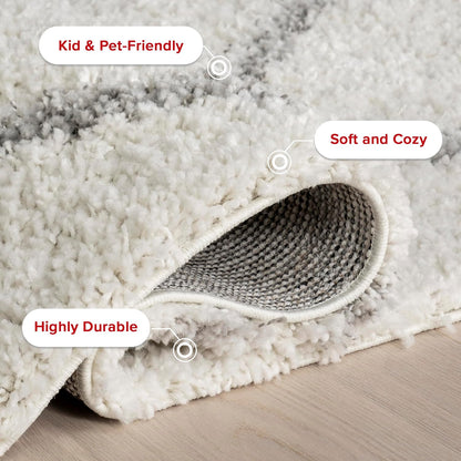 nuLOOM 2x3 Tess Moroccan Shag Area Rug, Modern/Contemporary White/Grey Accent Rug for Living Room, Bedroom, Nursery
