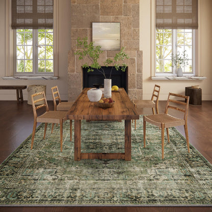 palohom 10x12 Area Rug Washable Rugs: Large Living Room Rug Stain Resistant Non Slip Distressed Vintage Low Pile Faux Wool Soft Green Rugs for Bedroom Farmhouse Dining Room Kids Playroom Nursery