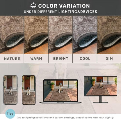Hazo Haus Brown 9x12 Living Room Rug - Vintage Western Design | Washable Non-Slip Area Rug for Dining & Bedroom