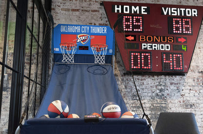 Pop-A-Shot - Home Dual Shot with Oklahoma City Thunder NBA Graphics l Sensor Scoring l 16 Game Modes l 7 Balls l Foldable Storage l for All NBA Fans