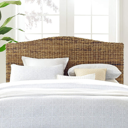 Crosley Furniture Serena Bed, Handwoven Natural Fiber Rattan Headboard and Footboard Set, Banana Leaf, Queen