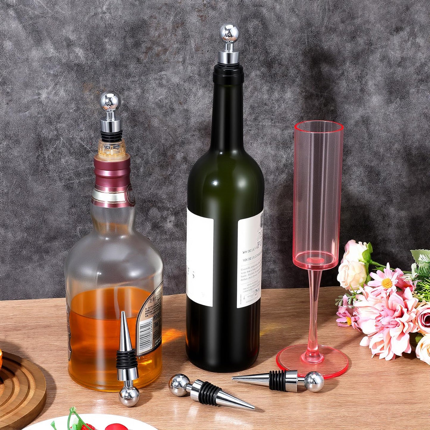 WLLHYF Wine Stoppers for Wine Bottles 30 Pcs Wine Bottle Stopper with Silicone Vacuum Wine Bottles Corks Reusable Wine Stopper for Bar, Holiday Party Suitable for Standard Bottle