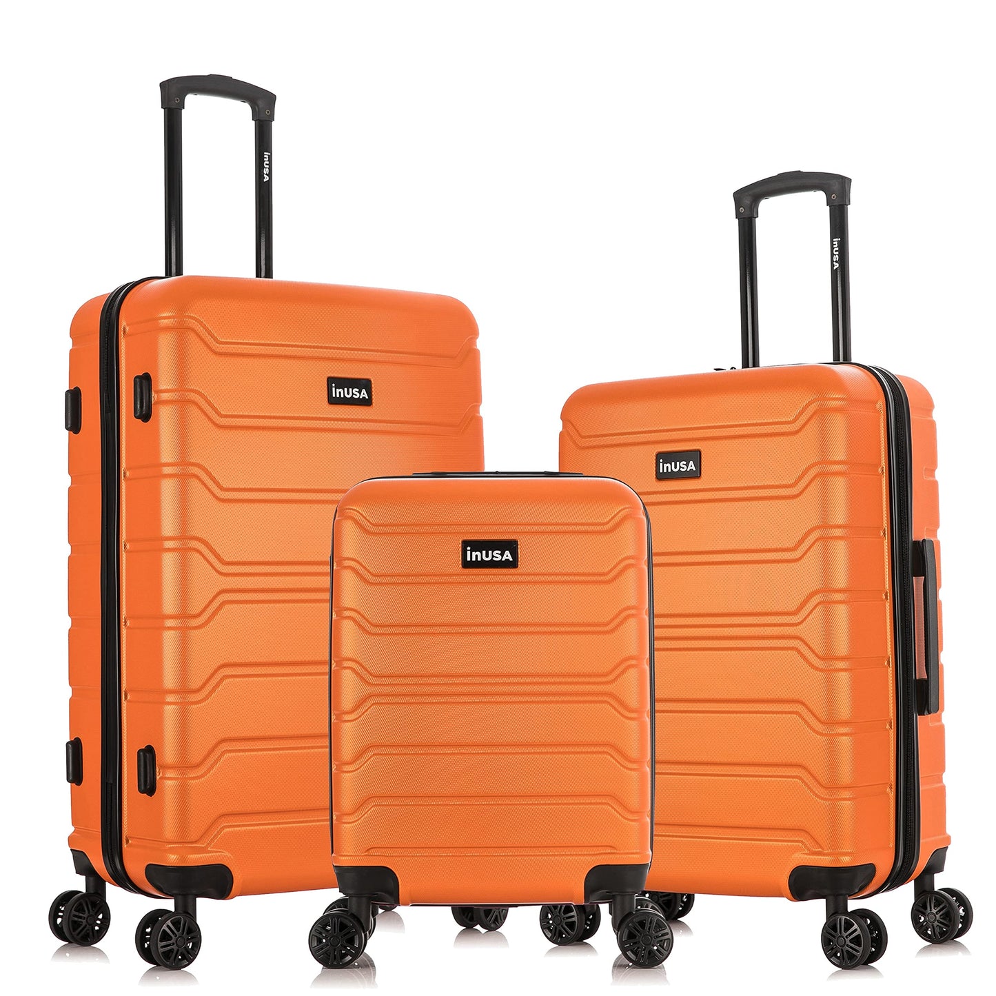 InUSA TREND Luggage with Spinner Wheels | Durable Lightweight Hardshell Suitcase,Travel sets with Handle and Trolley | (20in, 24in, 28in) 3 Piece Set | Orange