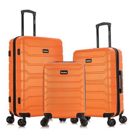 InUSA TREND Luggage with Spinner Wheels | Durable Lightweight Hardshell Suitcase,Travel sets with Handle and Trolley | (20in, 24in, 28in) 3 Piece Set | Orange