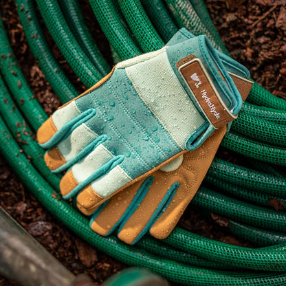Wells Lamont Women's Medium HydraHyde Water-Resistant Leather Palm Hybrid Work Gardening Gloves (Pack of 1) Blue