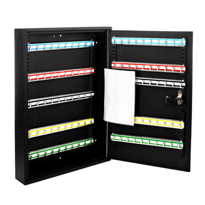 AdirOffice Key Storage Cabinet with Combination and Key Lock - Wall Mounted Steel Keybox w/Code - Durable Safe & Organizer for Keys