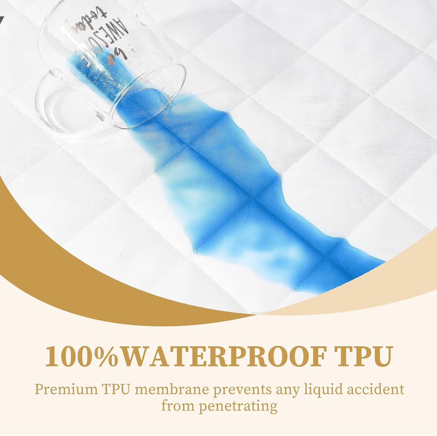 21'', Quilted Fitted King Mattress Pad Cover, Waterproof Mattress Protector, Deep Pocket Elastic Fits Up to Breathable