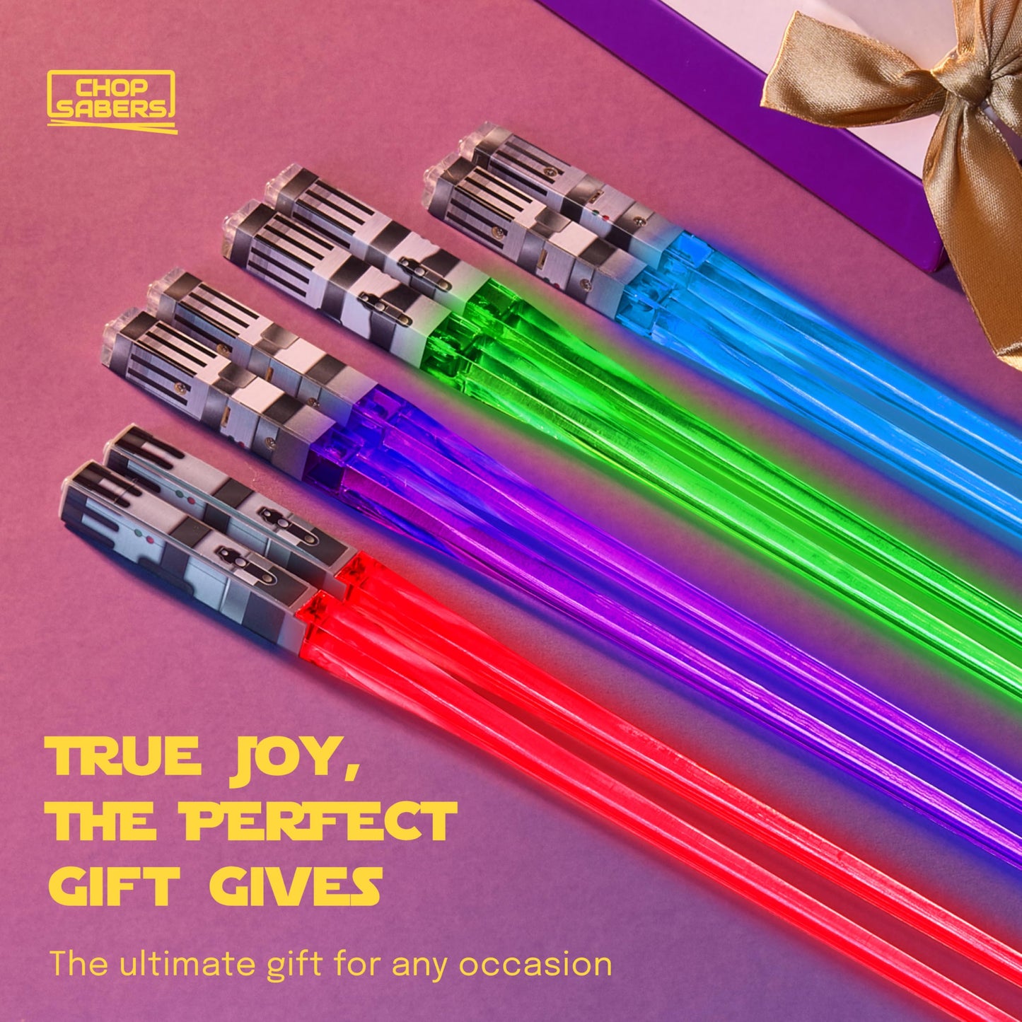 LightSaber Chopsticks Light Up Saber Led (4 Pairs, Red Blue Green Purple)