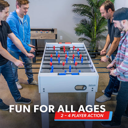 GoSports 54 Inch Full Size Foosball Table - White Finish - Includes 4 Balls and 2 Cup Holders