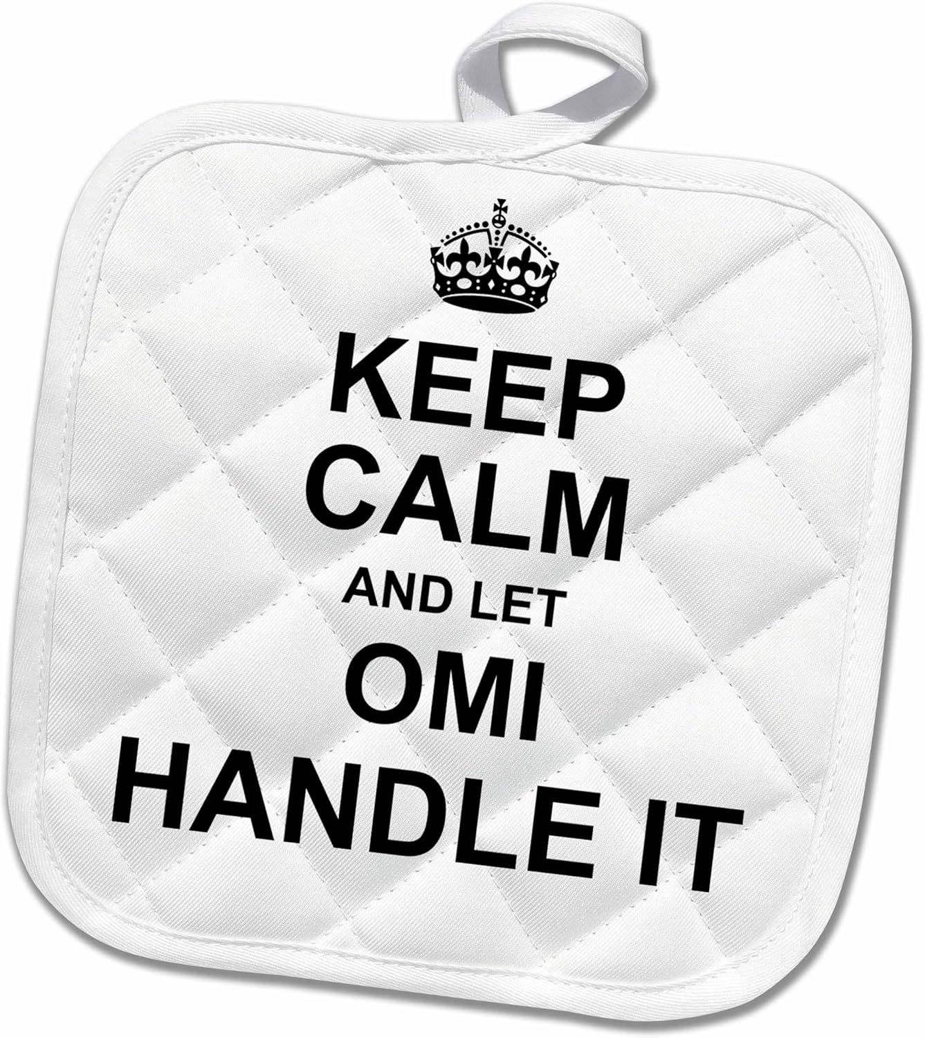 3D Rose Keep Calm and Let Omi Handle It - Fun Funny Grandma Grandmother Gift Pot Holder, 8 x 8