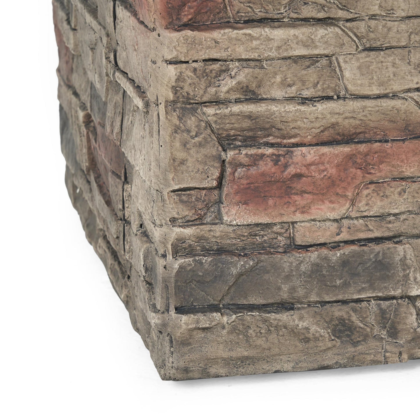 Hoonah Outdoor 40,000 BTU Lightweight Concrete Fire Pit Table, 32", Natural Stone / Grey
