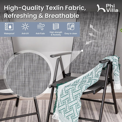 PHI VILLA Outdoor Patio Dining Set with 10ft Umbrella for 4, Outdoor Table Chairs Set with Adjustable Folding Patio Chair for Garden