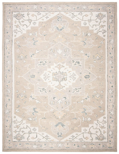 SAFAVIEH Micro-Loop Collection 10' x 14' Light GreyIvory MLP505F Handmade Medallion Premium Wool Living Room Dining Bedroom Area Rug