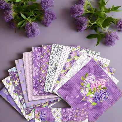 VIVIQUEN 24 Pack Purple Floral Scrapbook Paper, 12-inches Garden Flower Botanical Single-Sided Specialty Craft Paper Folded Flat for DIY Background Card Art Photo Album Decor