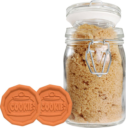 Mrs. Anderson’s Baking Brown Sugar Saver Set of 2, Cookie Design, Natural Terracotta, Keeps Sugar Softer
