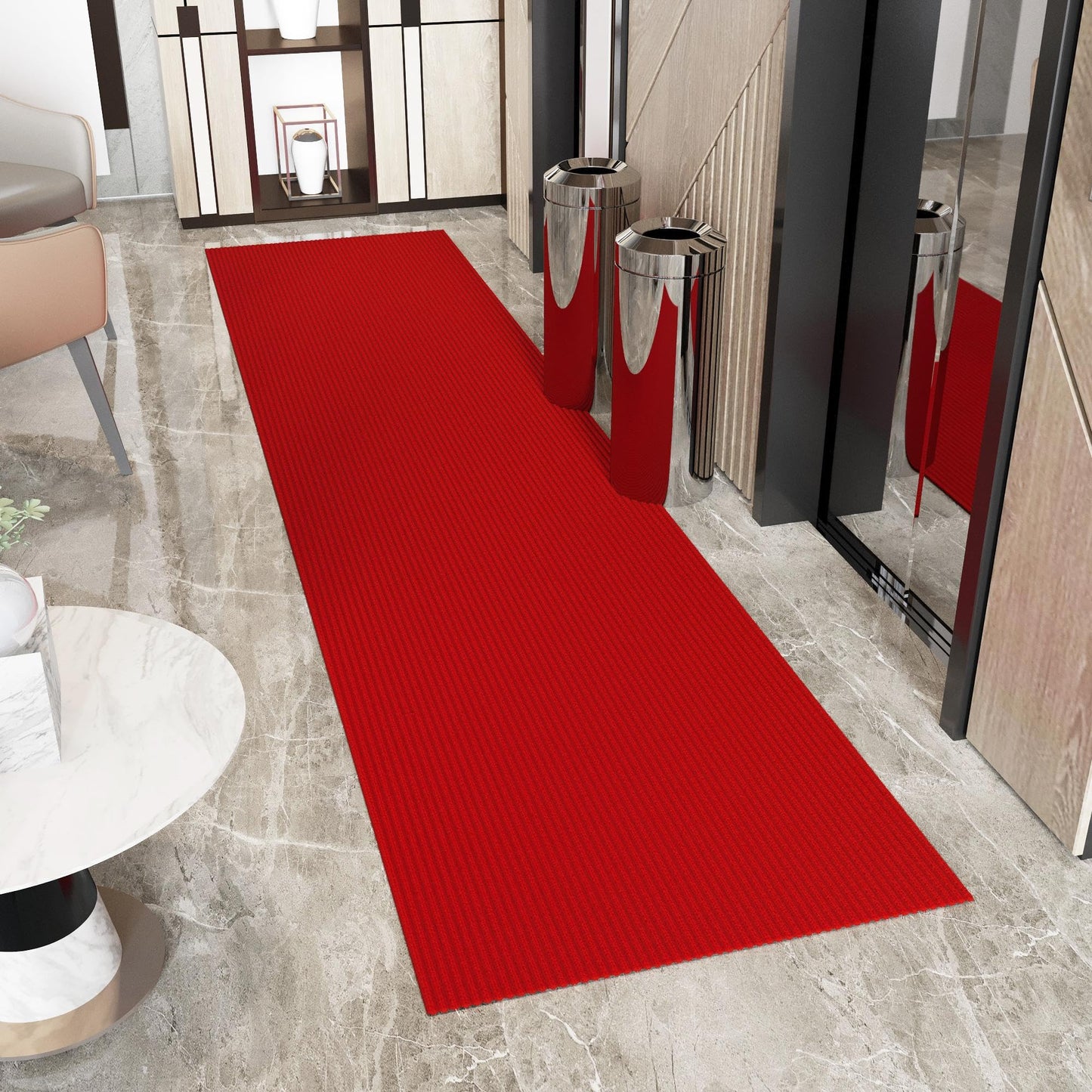 Ottomanson 2'7" x 54' Hallway Runner with Scraper Pile Extra Durable Non-Slip Rug Mat for Indoor & Outdoor Use - Ideal for Kitchen, Entryway, Patio & Garage - High-Traffic Carpet, Red