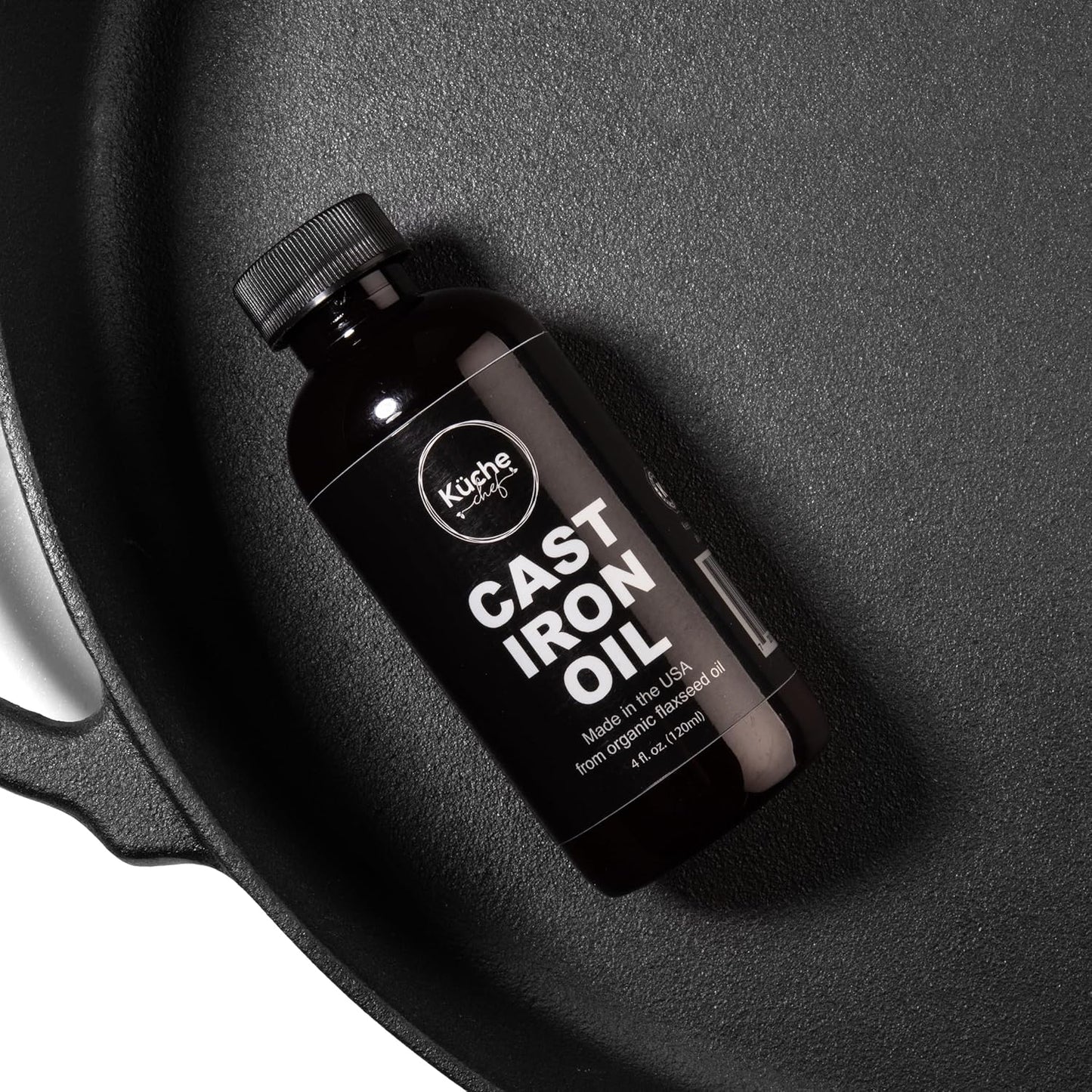 Organic Cast Iron Oil & Conditioner, Non-Stick Seasoning for All Cast Iron Cookware, 120ml Flaxseed Oil