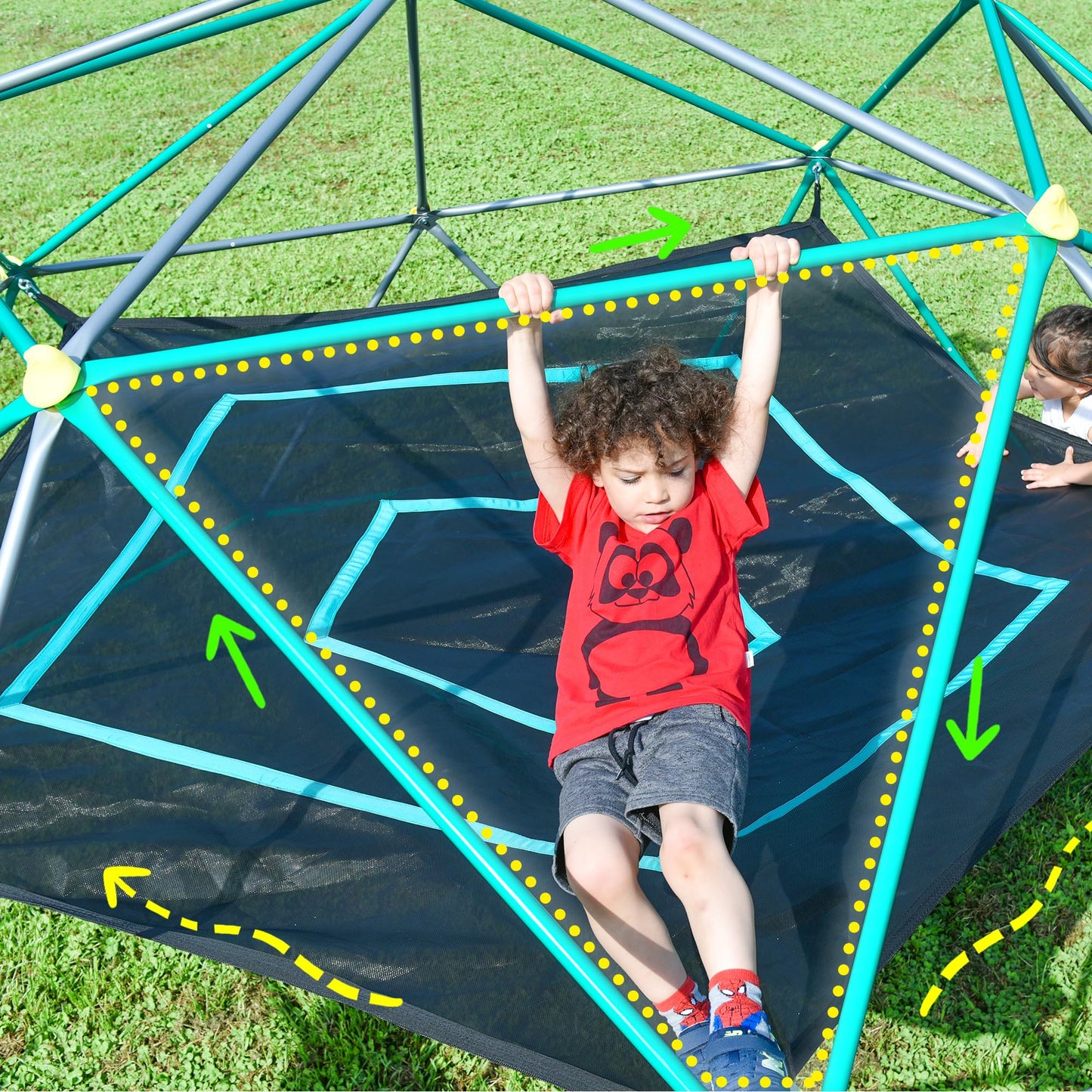 Merax 12FT Climbing Dome with Hammock, Outdoor Geometric Dome Climber Play Center for Kids 3-10 Supporting 1000 lbs, Easy Assembly Jungle Gym