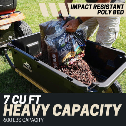 TerraTrek Heavy-Duty Garden Cart on Wheels – 7 Cu. Ft. 2-in-1 Utility Wagon & Wheelbarrow, Push or Tow Design, 600 lb. Capacity, All-Terrain Utility Cart with 13" Pneumatic Wheels