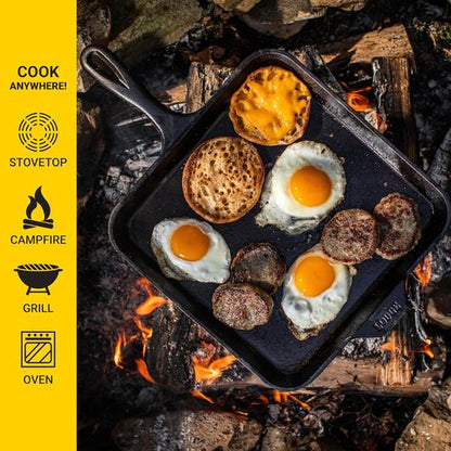 Lodge Cast Iron Griddle - 11-Inch Square Design for Perfect Cooking & Even Heat Distribution