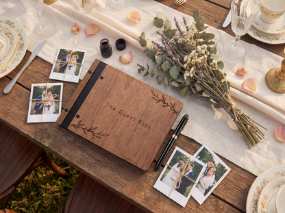 Aspen Studio Guest Book with Signing Pen with Photo of Polaroid for Wedding Book and Memorial Occasions Guest Signing Book for Wedding, Memory Guest Book