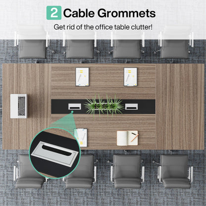 Tribesigns 8FT Conference Table, 94.49 L x 47.24 W x 29.53 H Inches Large Meeting Podcast Table for 10 People, Business Style Wooden Training Table with Strong Metal Frame for Office Conference