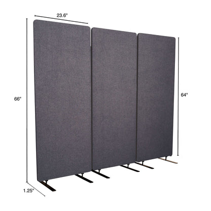 Stand Up Desk Store ReFocus Freestanding Noise Reducing Acoustic Room Wall Divider Office Partition (Ash Grey, 72" x 66", Zippered 3-Pack)