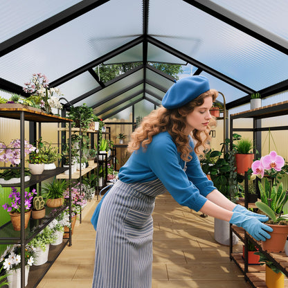 IDEALHOUSE 8×10 FT Greenhouse, Large Walk in Greenhouses for Outdoors and Garden Planting, Polycarbonate Greenhouse with Enhanced Aluminum Frame, Green Houses with Quick Setup Structure and Roof Vent
