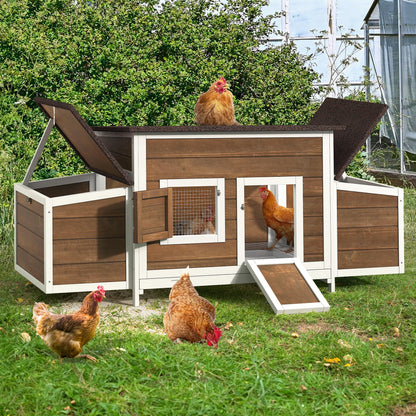 YITAHOME Chicken Coop Large Wooden Chicken House Chicken Pen Outdoor with 2 Nesting Boxes Poultry Cage Rabbit Hutch Duck Cage with Weatherproof Roof (Brown)