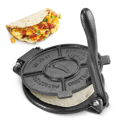 ARC Tortilla Press 8 inch, Cast Iron Tortilla Maker Include 100 Pcs Parchment Paper, Heavy Duty Tortillera Pataconera, Flour Tortilla Press, Roti Maker, Taco Maker, Taco Press, Black Gray