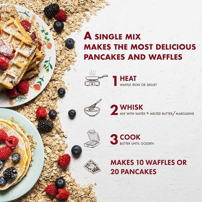 Classique Fare Belgian Waffle Mix - Light & Crisp Waffles, Pancakes & Muffins - 16 Oz Box for Quick Breakfast