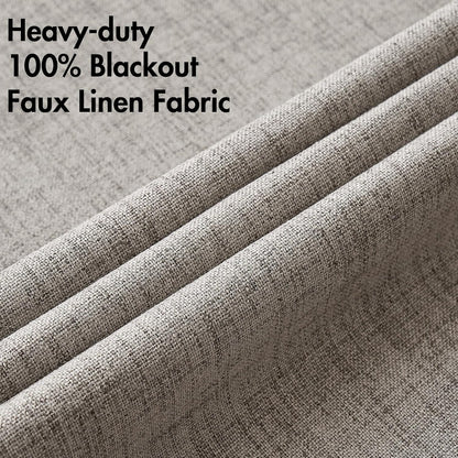MIULEE 100% Blackout Linen Textured Curtains - Thermal Insulated Room Darkening Drapes | Warm Taupe, 52 x 72 Inch (2 Panels)