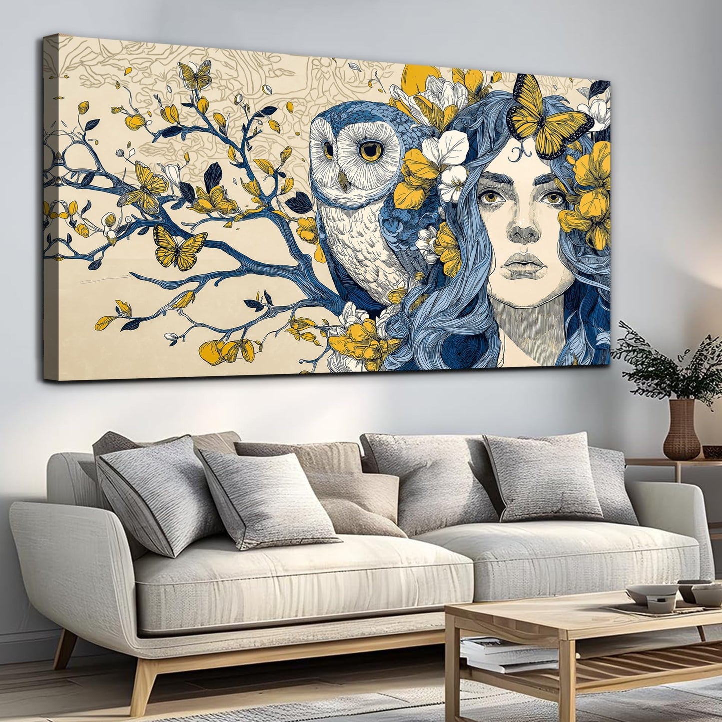 WLWBINTING Eclectic Wall Decor Feminine Wall Art Bedroom Wall Decor For Women Unique Wall Decor Abstract Art Large Boho Wall Art For Living Room Office Woman Picture Paintings Pop Art Home Decor