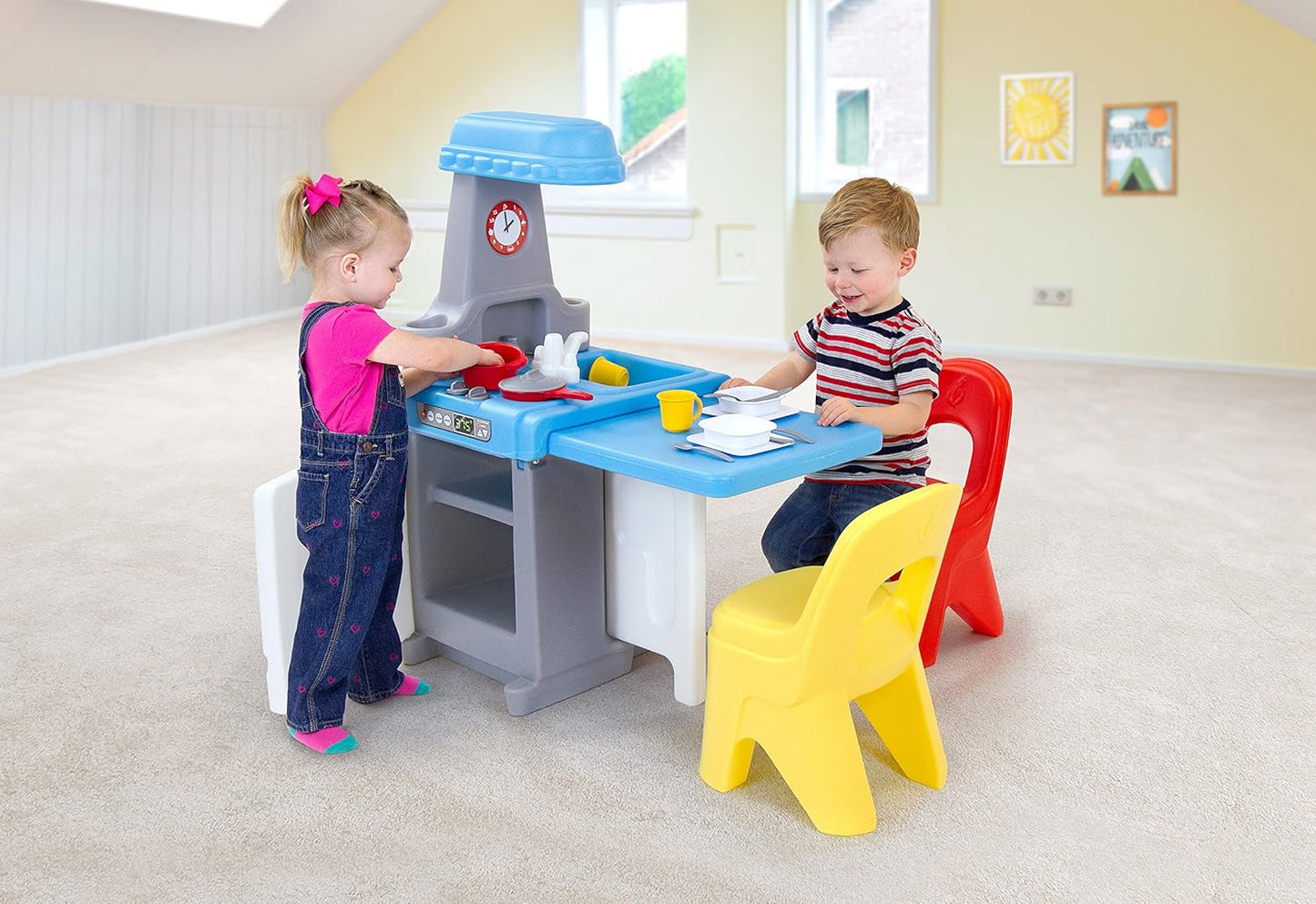 Simplay3 (2 Pack) Play Around Chairs - Hot Tamale Red and Lemon Yellow