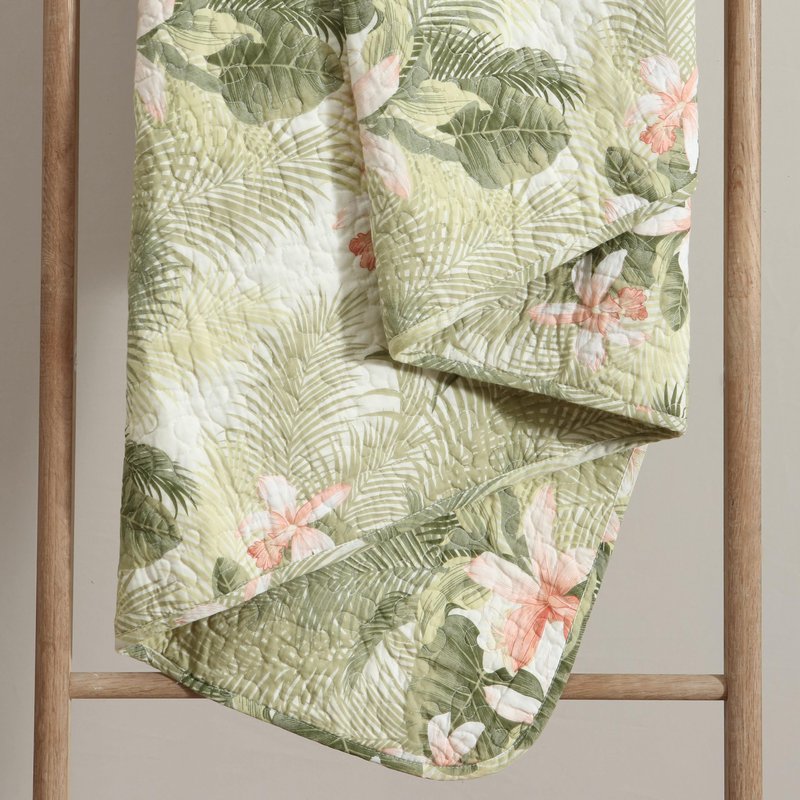 Tommy Bahama - King Quilt Set, Reversible Floral Bedding with Matching Shams, Bedding Set Seasons (Tropical Orchid Green, King)