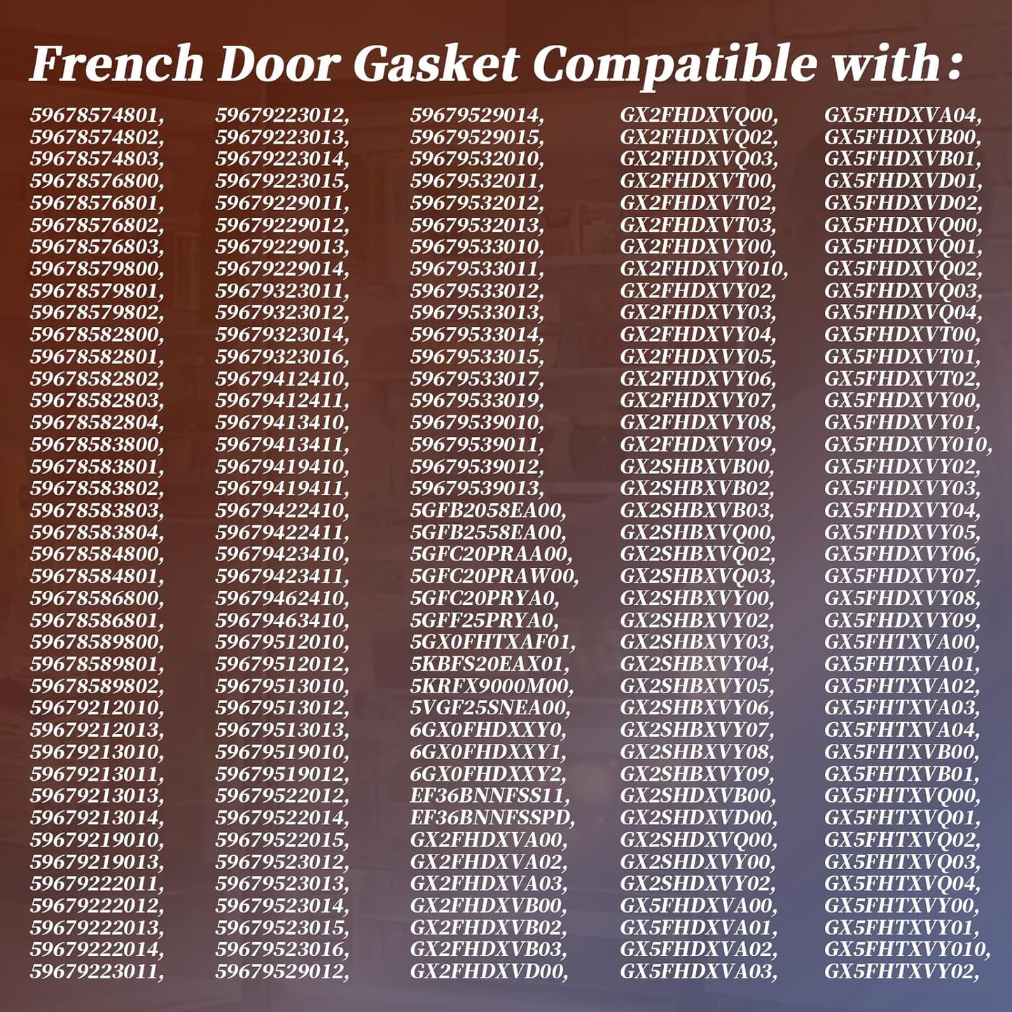 Refrigerator French Door Gasket Compatible with Whirlpool Kenmore Seal W10830162 W10443225 W10179332, Approx. 40.16" x