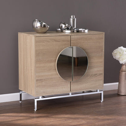 SEI Furniture - Northdom Bar Cabinet with Wine Storage - Transitional Design, Natural Iron and Wood - Ideal for Living Room, Home Bar (HZ1114405)