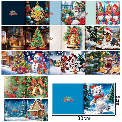ycyingcheng 5D Christmas Greeting Cards, DIY Special Shaped Diamond Painting Card Kit, 12 Pieces Diamond Painting Rhinestone Kits for Christmas, Teacher's Day, Mother's Day