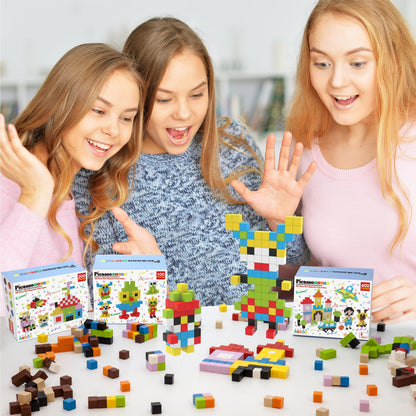 Picasso Cubes 0.5” Pixel Magnetic Puzzle Cube 200 Piece Mix & Match Sensory Toys STEAM Education Learning Building Block Magnets Children Construction Toy Set Stacking Magnet Creative Kit PMC200