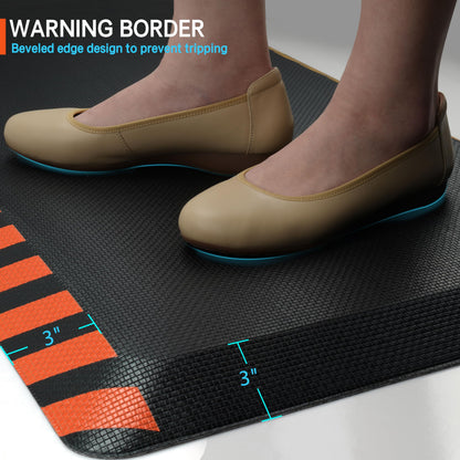 FEATOL Anti Fatigue Mat Industrial, Ergonomic Standing Floor Mat for Work for Stand -Safety Support for Leg & Back Pain(Orange Border, 20" x 32", 1PC)