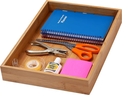 YBM Home & Kitchen Bamboo Drawer Organizer Box, 14"L x 10"W x 2"H, #319