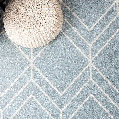 SAFAVIEH Adirondack Collection Area Rug - 10' x 14', Blue & Ivory, Modern Geometric Design, Non-Shedding & Easy Care, Ideal for High Traffic Areas in Living Room, Bedroom (ADR241M)