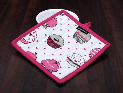AMOUR INFINI Pot Holders and Oven Mitt Set, Heat Resistant Non Slip Reusable Oven Gloves for Cooking