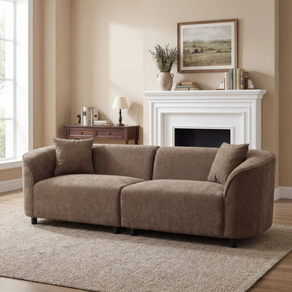 Merax 87" Curved Sofa Comfy Contemporary Upholstered Loveseat with Extra Deep Seats for Living Room Apartment Office, Brown