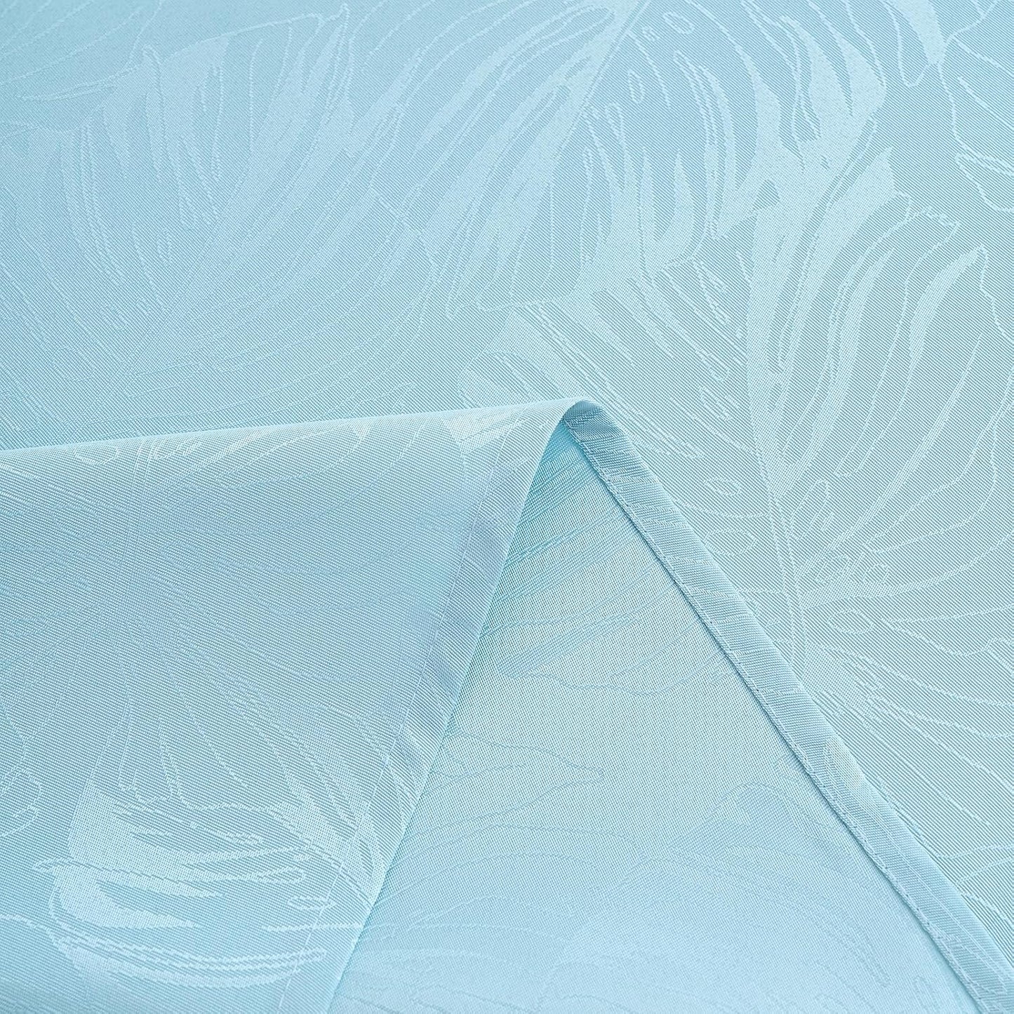 24x24 Inch Square Tablecloth Blue Leaves Pattern with Fringe Edge Waterproof Washable Jacquard Fabric Nightstand End